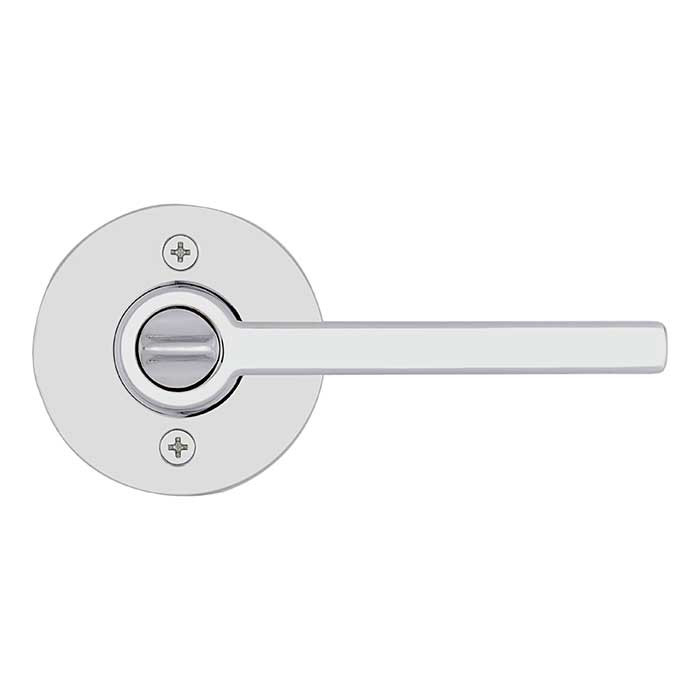 Kwikset Halifax Keyed Entry Lever Smartkey, Round Rose With 6-Way Adjustable Latch And Round Corner Strike, Bright Polished Chrome