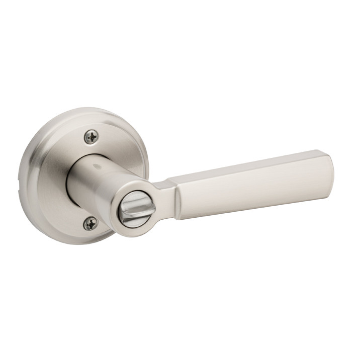 Kwikset Perth Keyed Entry Lever Smartkey With 6-Way Adjustable Latch And Round Corner Strike, Satin Nickel