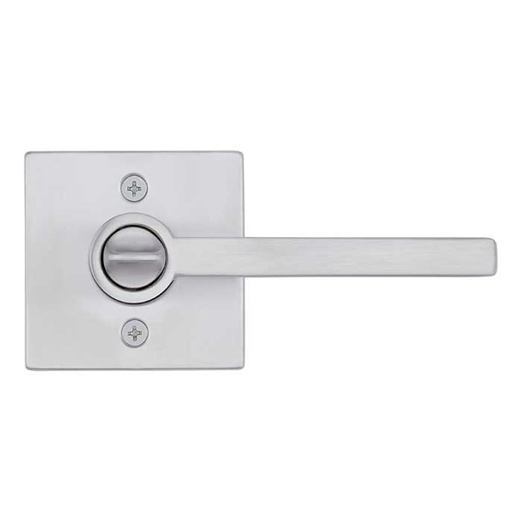 Kwikset Halifax Keyed Entry Lever Smartkey, Square Rose With 6-Way Adjustable Latch And Round Corner Strike, Satin Chrome
