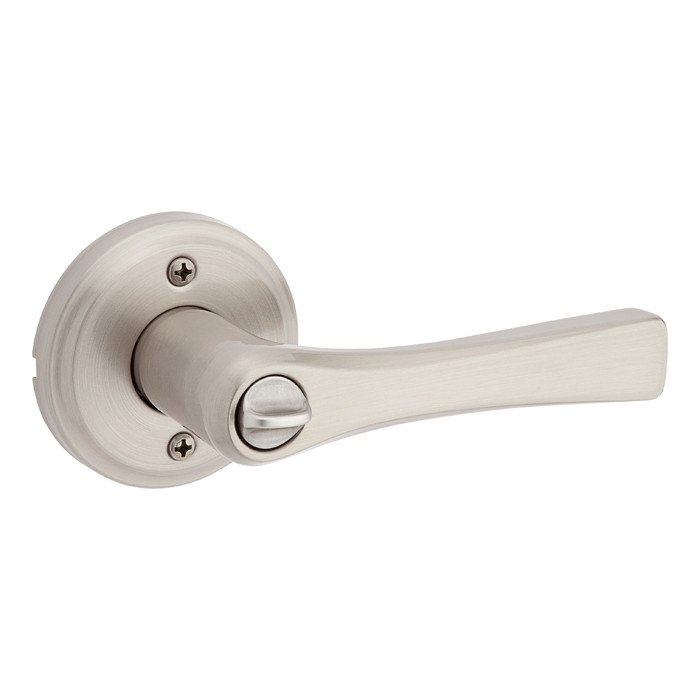 Kwikset Katella Keyed Entry Lever Smartkey With 6-Way Adjustable Latch And Round Corner Strike, Satin Nickel
