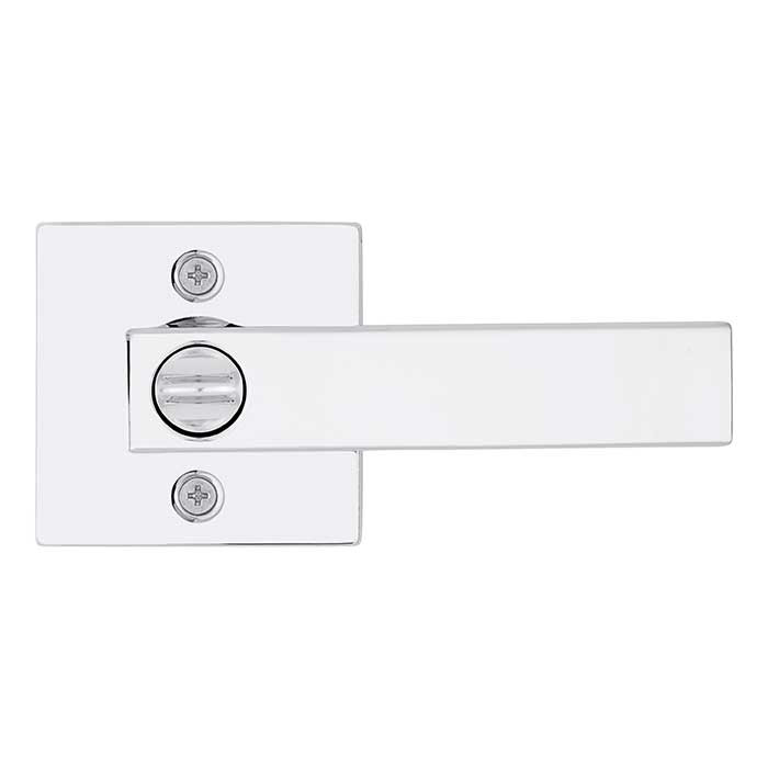 Kwikset Singapore Keyed Entry Lever Smartkey, Square Rose With 6-Way Adjustable Latch And Round Corner Strike, Bright Polished Chrome