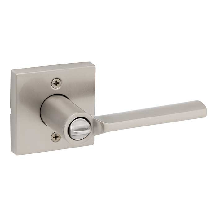 Kwikset Lisbon Keyed Entry Lever Smartkey, Square Rose With 6-Way Adjustable Latch And Round Corner Strike, Satin Nickel