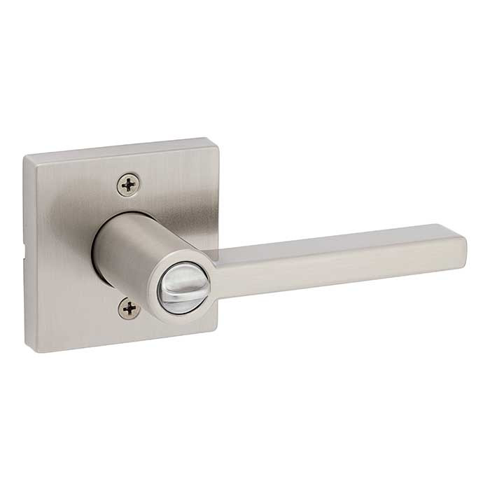 Kwikset Halifax Keyed Entry Lever Smartkey, Square Rose With 6-Way Adjustable Latch And Round Corner Strike, Satin Nickel