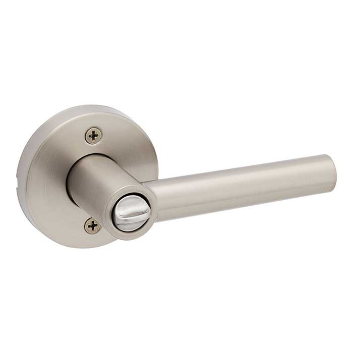 Kwikset Milan Keyed Entry Lever Smartkey, Round Rose With 6-Way Adjustable Latch And Round Corner Strike, Satin Nickel