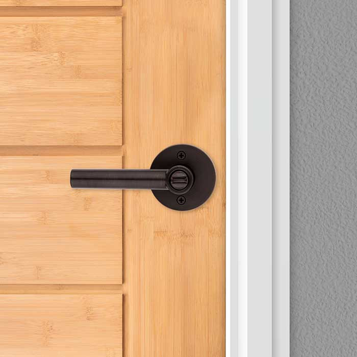Kwikset Milan Keyed Entry Lever Smartkey, Round Rose With 6-Way Adjustable Latch And Round Corner Strike, Venetian Bronze
