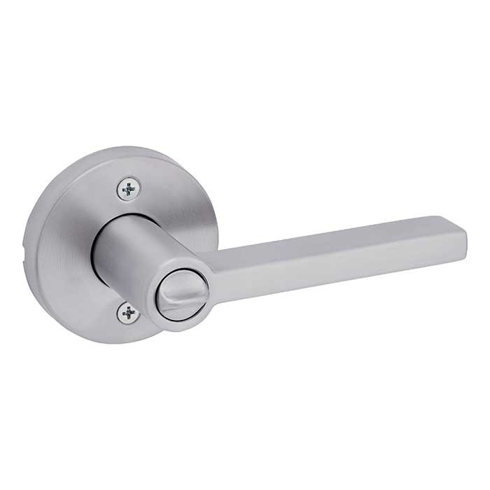 Kwikset Halifax Keyed Entry Lever Smartkey, Round Rose With 6-Way Adjustable Latch And Round Corner Strike, Satin Chrome