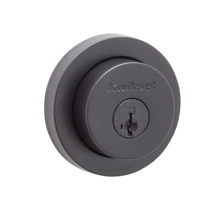 Kwikset Milan Double Cylinder Deadbolt Smartkey With Round Corner Adjustable Latch And Round Corner Strike, Matte Black