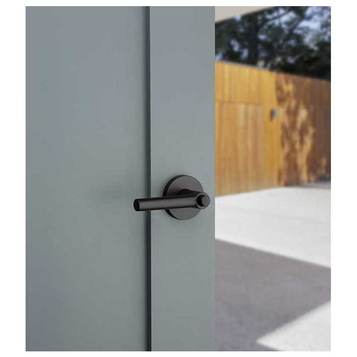 Kwikset Milan Keyed Entry Lever Smartkey With Round Rose, 6-Way Adjustable Latch And Round Corner Strike, Matte Black