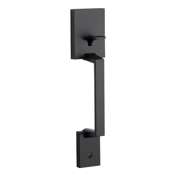Kwikset Amador Exterior Handle Only With Round Corner Adjustable Latch And Round Corner Strike, Matte Black