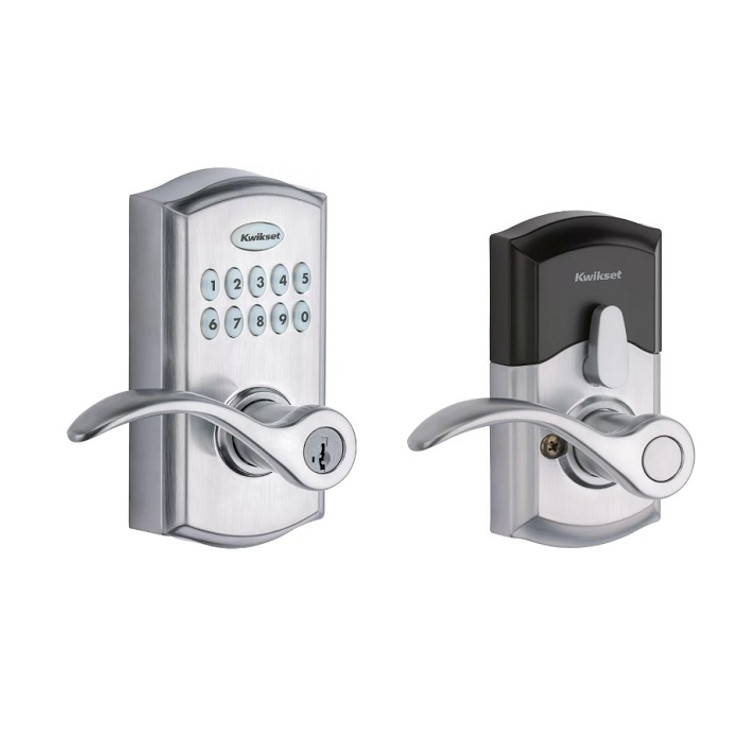 Kwikset Smartcode Pembroke Entrance Lever- Smartkey Touchpad Electronic, Smartkey, 26D, Clear Pack, Satin Chrome