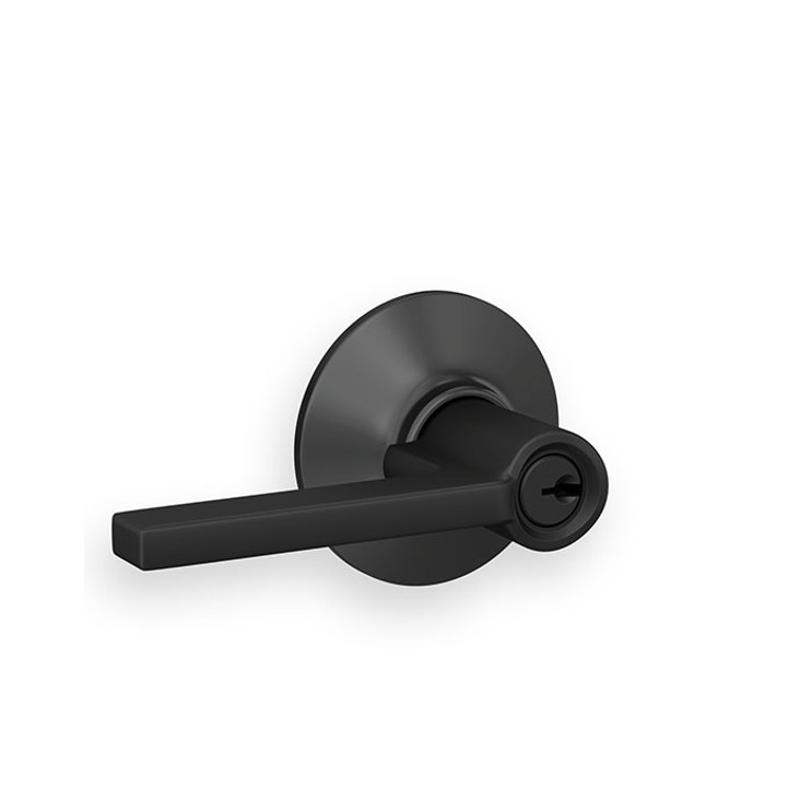 Schlage Residential F80 Latitude Storeroom Lever Lock Keyed Function, Matte Black