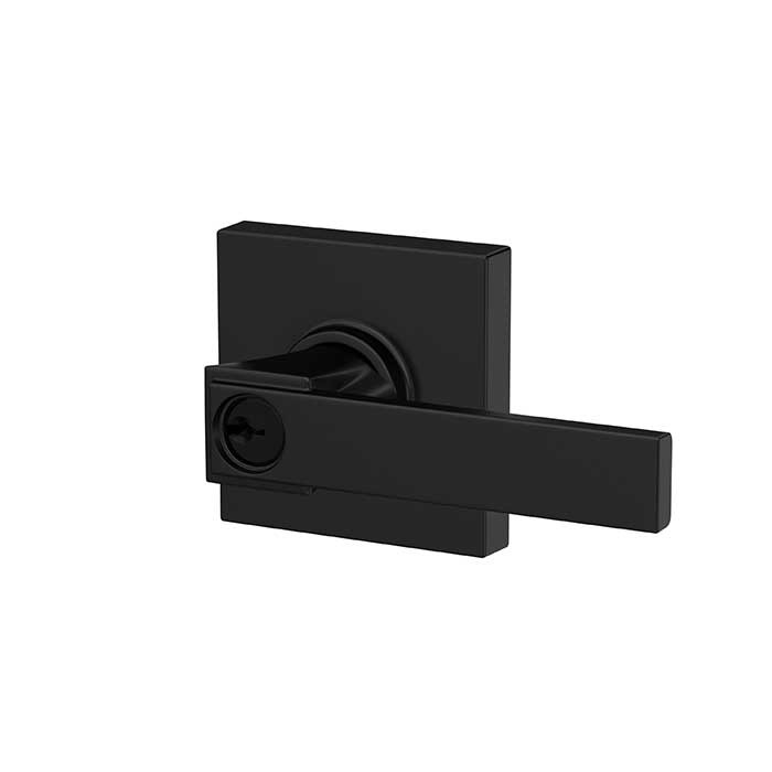 Schlage Residential F51A Northbrook Keyed Entry Lever Lock With Collins Trim Function, Decorative, Matte Black