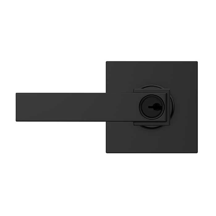 Schlage Residential F51A Northbrook Keyed Entry Lever Lock With Collins Trim Function, Decorative, Matte Black