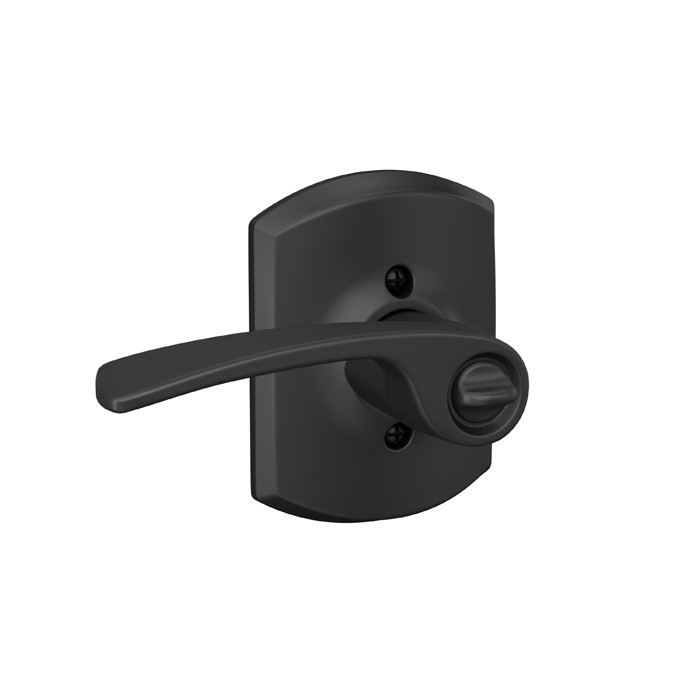 Schlage Residential F51A Merano Keyed Entry Lever Lock With Greenwich Trim Function, Decorative, Matte Black