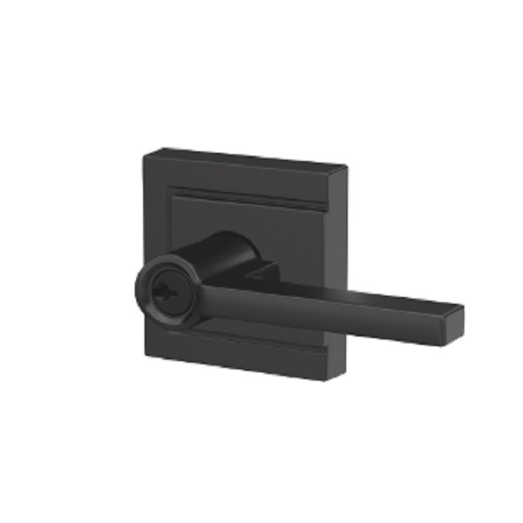 Schlage Residential F51A Latitude Keyed Entry Lever Lock With Upland Trim Function, Decorative, Matte Black