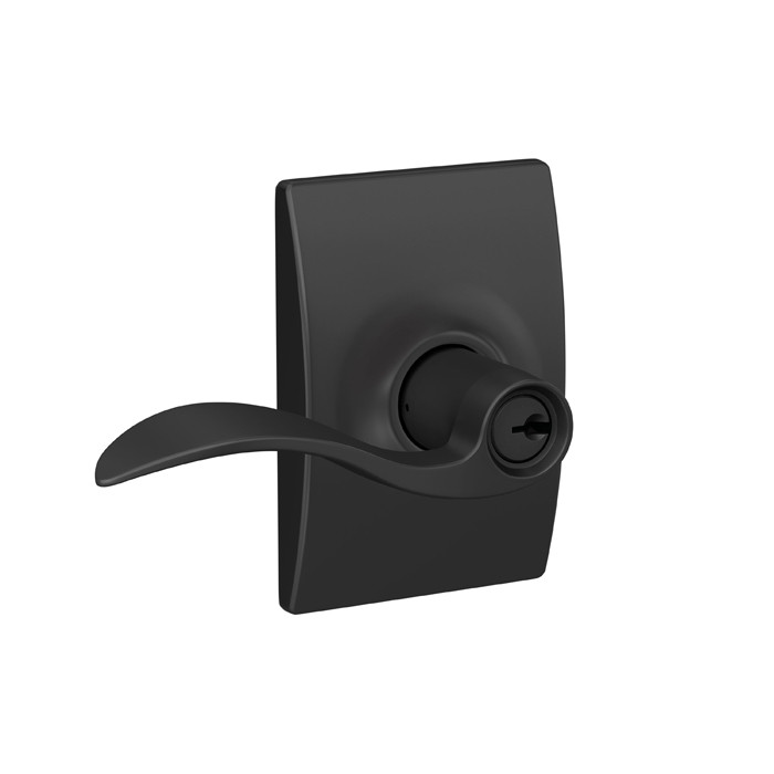 Schlage Residential F51A Accent Keyed Entry Lever Lock With Century Trim Function, Decorative, Matte Black