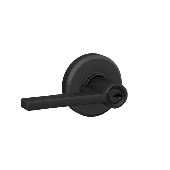 Schlage Residential F51A Latitude Keyed Entry Lever Lock With Greyson Trim Function, Decorative, Matte Black