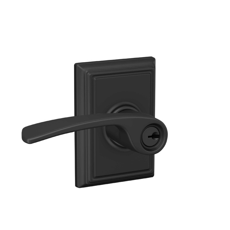 Schlage Residential F51A Merano Keyed Entry Lever Lock With Addison Trim Function, Decorative, Matte Black