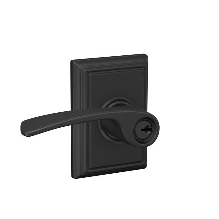 Schlage Residential F51A Merano Keyed Entry Lever Lock With Addison Trim Function, Decorative, Matte Black