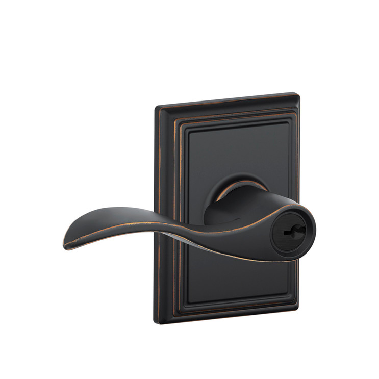Schlage Residential F51A Accent Keyed Entry Lever Lock With Addison Trim Function, Decorative, Aged Bronze