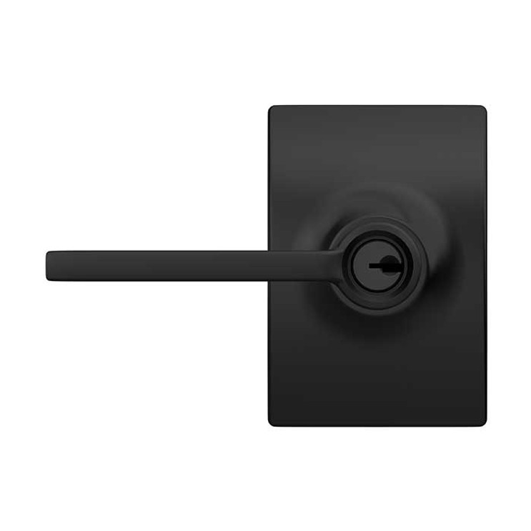 Schlage Residential F51A Latitude Keyed Entry Lever Lock With Century Trim Function, Decorative, Matte Black