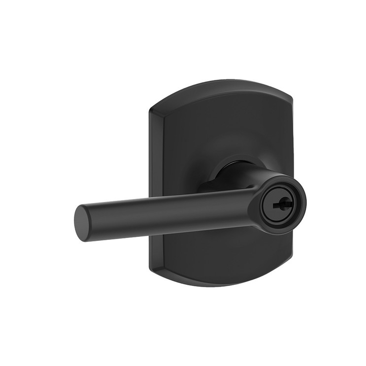 Schlage Residential F51A Broadway Keyed Entry Lever Lock With Greenwich Trim Function, Decorative, Matte Black