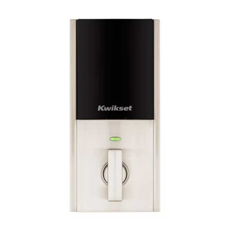 Kwikset Contemporary Push Button Electronic Deadbolt Smartkey With Home Connect, Z-Wave Wireless Protocol, Smartkey, Round Corner Adjustable 20 Minute Ul Latch, Round Corner Strike, Satin Nickel Kwikset Contemporary Push Button Electronic Deadbolt Smartkey With Home Connect, Z-Wave Wireless Protocol, Smartkey, Round Corner Adjustable 20 Minute Ul Latch, Round Corner Strike, Satin Nickel