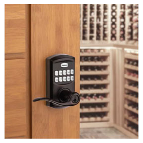 Kwikset Smartcode 917 Touchpad Electronic Lever Smartkey With Round Corner Adjustable 20 Minute Ul Latch And Round Corner Strike, Venetian Bronze