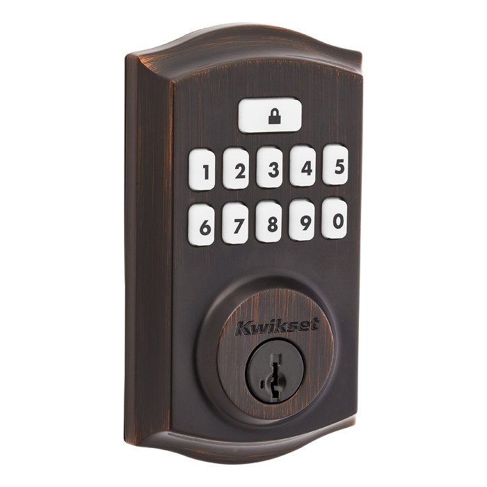 Kwikset Smartcode 9260 Keypad Electronic Deadbolt Traditional Smartkey With Round Corner Adjustable 20 Minute Ul Latch And Round Corner Strike, Venetian Bronze