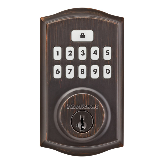 Kwikset Smartcode 9260 Keypad Electronic Deadbolt Traditional Smartkey With Round Corner Adjustable 20 Minute Ul Latch And Round Corner Strike, Venetian Bronze