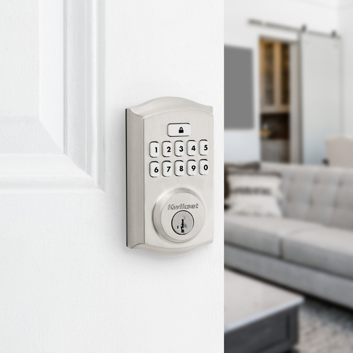 Kwikset Smartcode 9260 Keypad Electronic Deadbolt Traditional Smartkey With Round Corner Adjustable 20 Minute Ul Latch And Round Corner Strike, Satin Nickel
