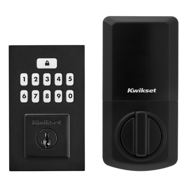Kwikset Smartcode 9260 Keypad Electronic Deadbolt Contemporary Smartkey With Round Corner Adjustable 20 Minute Ul Latch And Round Corner Strike, Matte Black