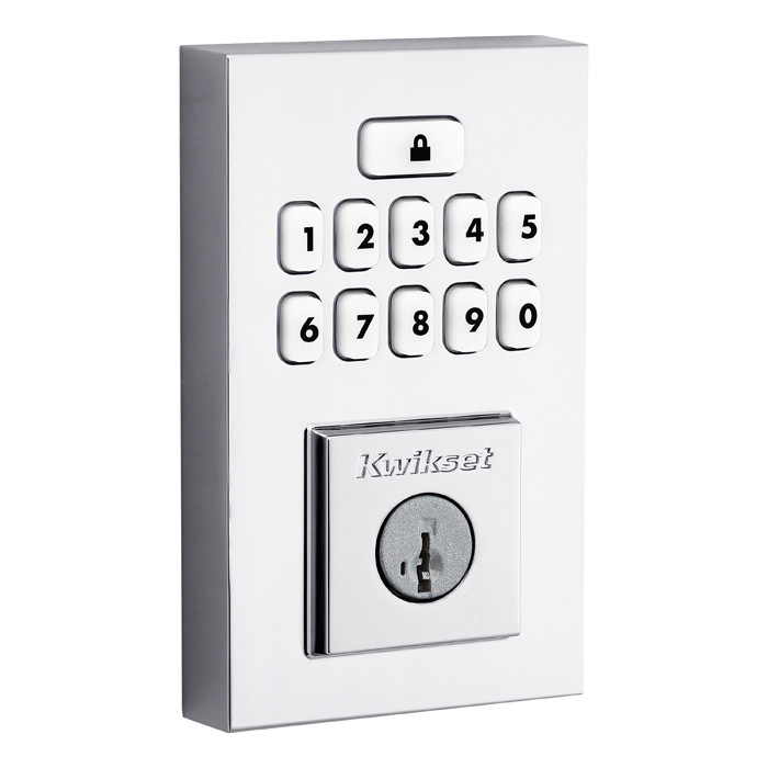 Kwikset Smartcode 9260 Keypad Electronic Deadbolt Contemporary Smartkey With Round Corner Adjustable 20 Minute Ul Latch And Round Corner Strike, Satin Nickel