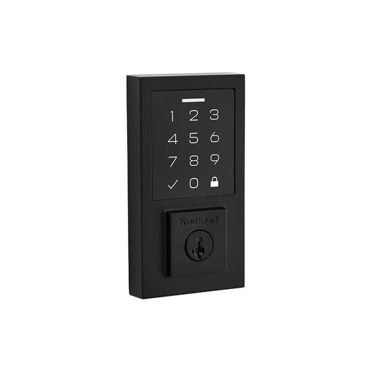 Kwikset Smartcode 9270 Touchpad Electronic Deadbolt Contemporary Smartkey With Round Corner Adjustable 20 Minute Ul Latch And Round Corner Strike, Matte Black