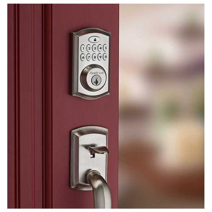 Kwikset Smartcode 9270 Touchpad Electronic Deadbolt Contemporary Smartkey With Round Corner Adjustable 20 Minute Ul Latch And Round Corner Strike, Matte Black