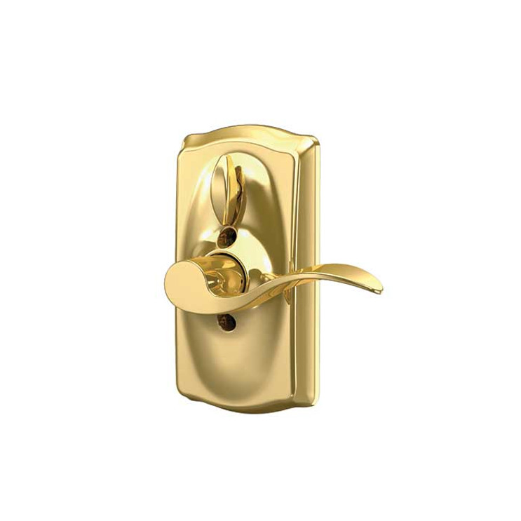 Schlage Residential FE595 Keypad Lever With Camelot Trim And Accent Lever With Flex Lock Style, Lifetime Bright Brass