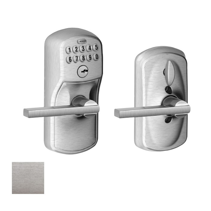 Schlage Residential Fe595 Keypad Lever With Plymouth Trim And Latitude Lever With Flex Lock Style, Satin Chrome