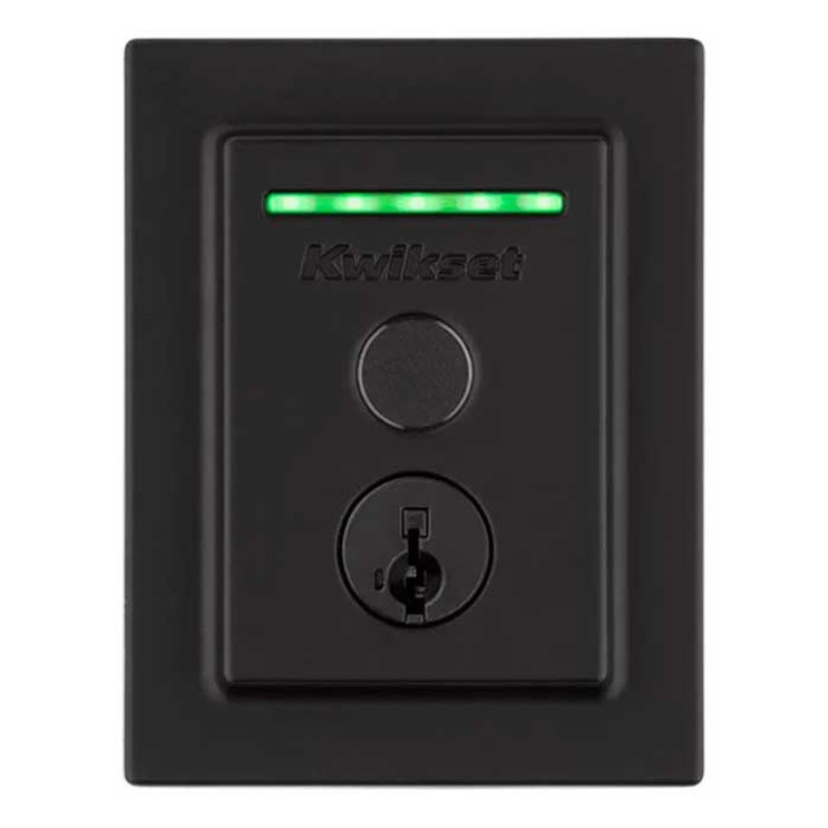 Kwikset Halo Touch Fingerprint Wi-Fi Enabled Smart Deadbolt Contemporary Design Lock, Matte Black