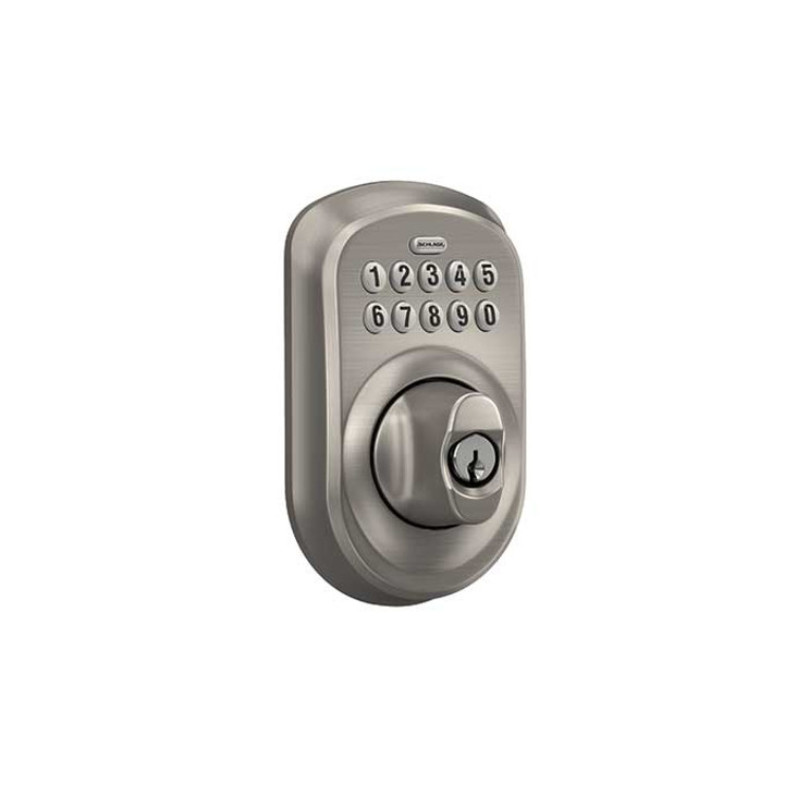 Schlage Residential BE365 Electronic Keypad Deadbolt, Plymouth Trim, Satin Nickel