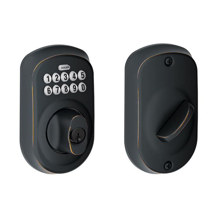 Schlage Residential BE365 Electronic Keypad Deadbolt, Plymouth Trim, Matte Black