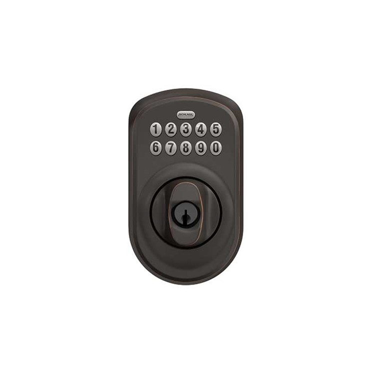 Schlage Residential BE365 Electronic Keypad Deadbolt, Plymouth Trim, Matte Black
