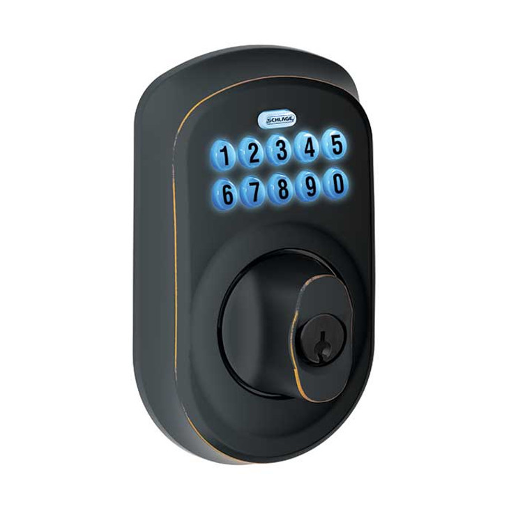 Schlage Residential BE365 Electronic Keypad Deadbolt, Plymouth Trim, Matte Black