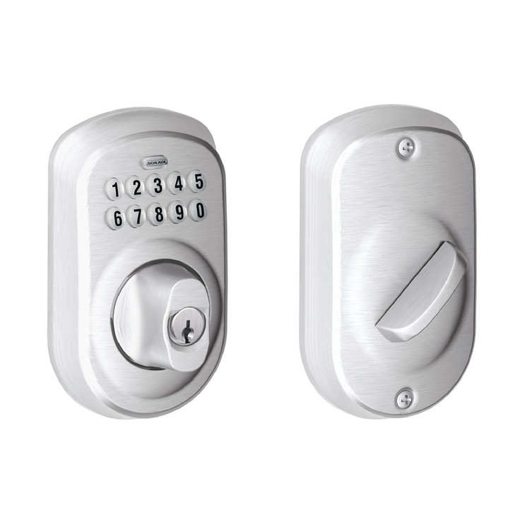 Schlage Residential BE365 Electronic Keypad Deadbolt, Plymouth Trim, Satin Chrome