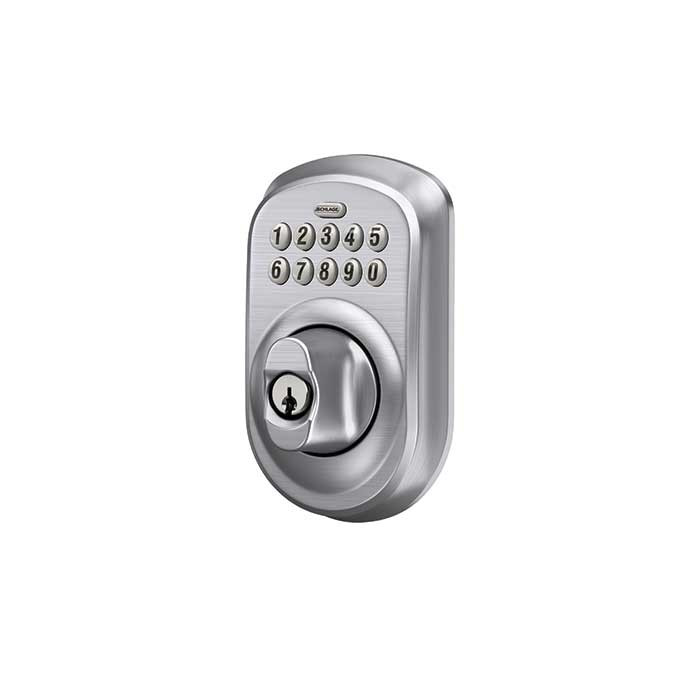 Schlage Residential BE365 Electronic Keypad Deadbolt, Plymouth Trim, Satin Chrome