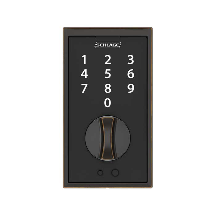 Schlage Residential BE375 Touchscreen Deadbolt, Century Trim, Aged Bronze