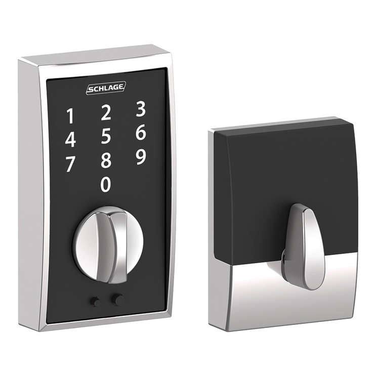 Schlage Residential BE375 Touchscreen Deadbolt, Century Trim, Bright Polished Chrome