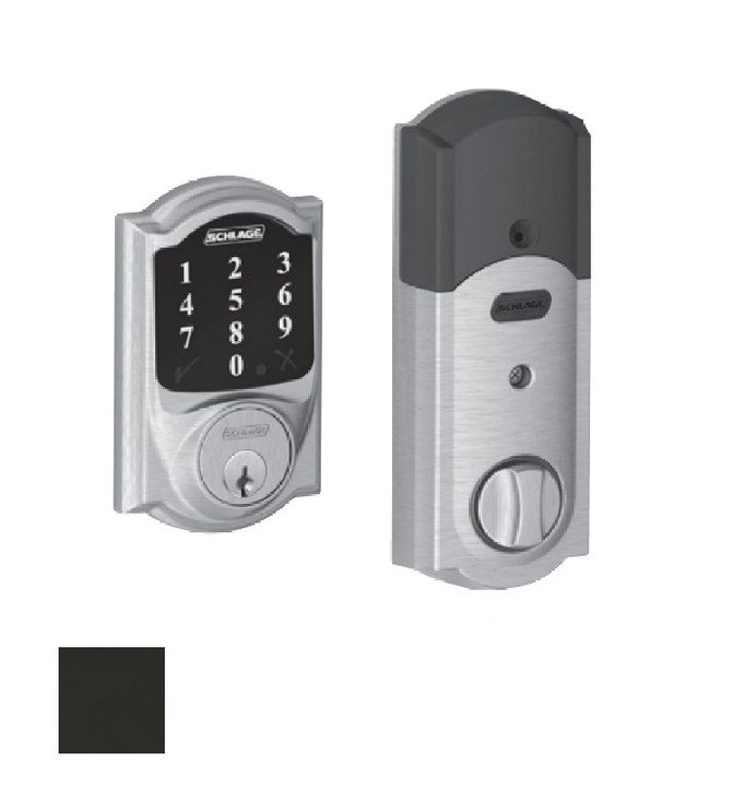 Schlage Residential BE468ZP Connect Deadbolt Touchscreen, Z-Wave Technology, No Alarm Function, Camelot Trim, Aged Bronze
