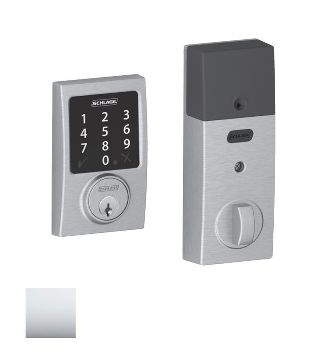 Schlage Residential BE468ZP Connect Deadbolt Touchscreen, Z-Wave Technology, No Alarm Function, Century Trim, Bright Polished Chrome