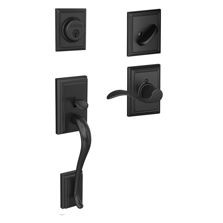 Schlage Residential F60 Addison Handleset/Entrance Accent Lever Complete Lock Style Handleset, Inside Rose, Left Hand, Matte Black