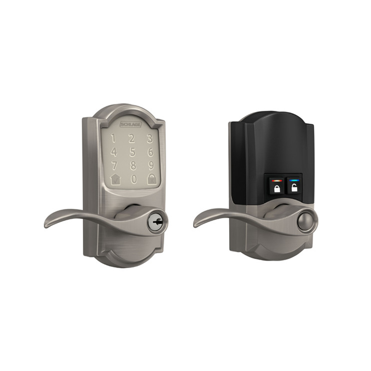 Schlage Residential Encode Smart Wifi Lever Camelot X Accent, Satin Nickel
